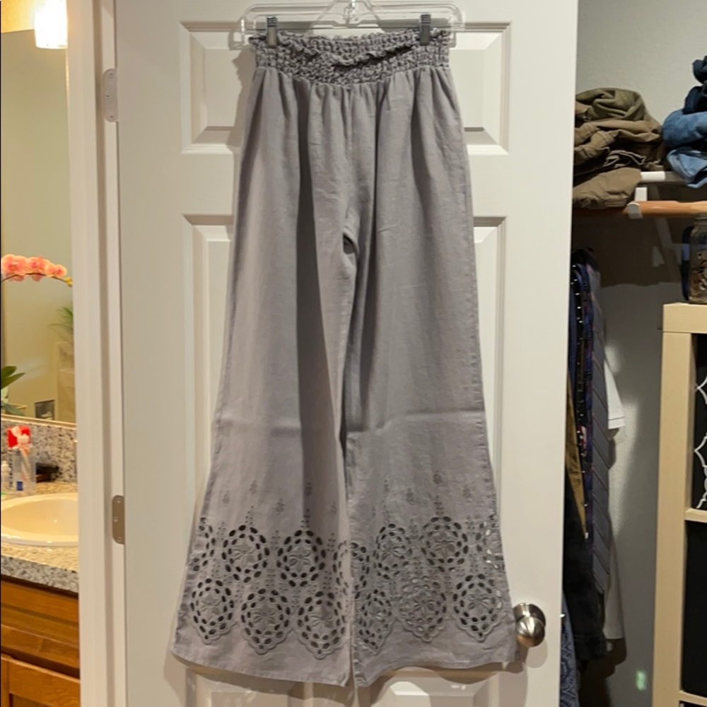 Johnny Was 4 Love & Liberty Gray Cotton Pants SZ L